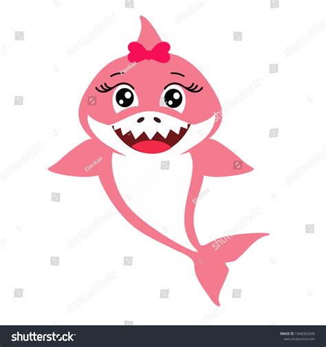 Cute Pink Decorative Baby Shark Vector Stock Vector Royalty Free