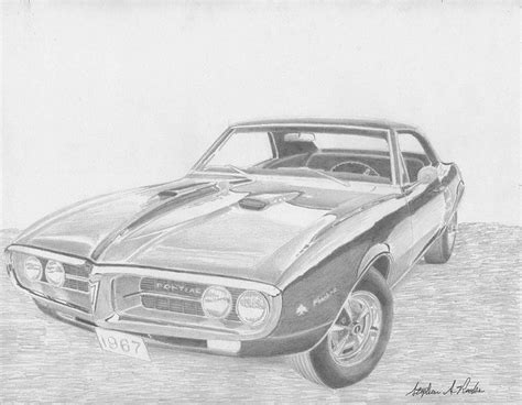 1967 Pontiac Firebird 400 Classic Car Art Print Drawing By Stephen