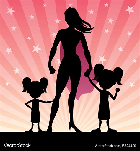Super Mom Daughters Royalty Free Vector Image