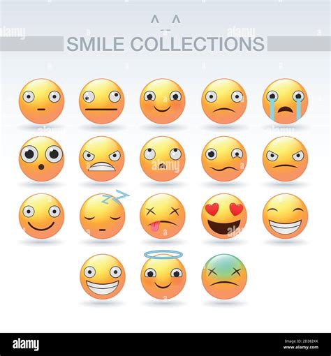Set Of Vector Emoticons Smile Icons Isolated Vector Illustration On