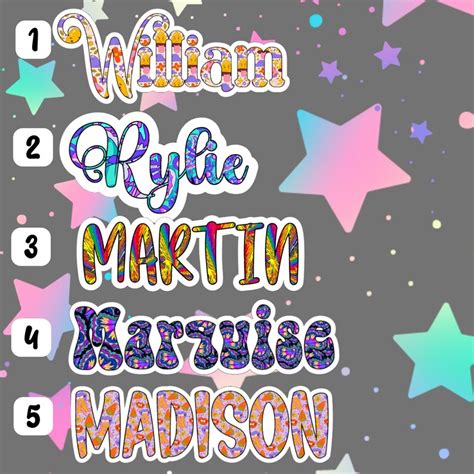 Psychedelic Name Stickers Personalized Laminated Vinyl Etsy