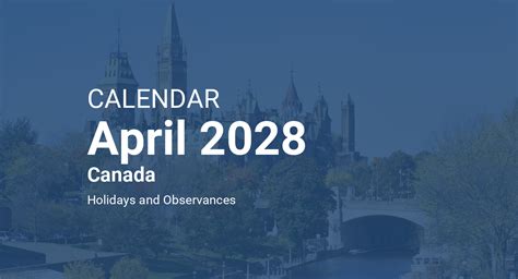 April 2028 Calendar Canada