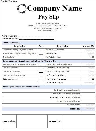 Payslip template is available here. Excel Pay Slip Template Singapore - Payslip Template for ...