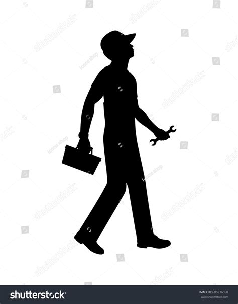 Repairman Silhouette Isolated Vector Stock Vector Royalty Free