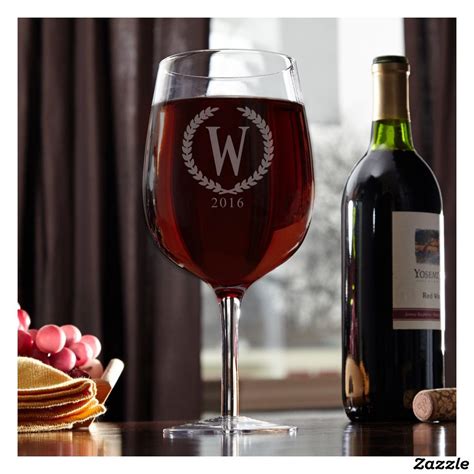 Engraved Statesman Monogram Extra Large Wine Glass Large Wine Glass Custom Wine