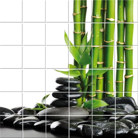 With a faded print, this textured wallpaper a fresh and contemporary wall paper of an exotic bamboo leaf design, adds a luxe shimmering texture to walls adorned in breezy green and beige accents. Wallstickers folies : Bamboo - Tiles Wall Stickers