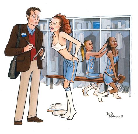 Illustration Of A Male Reporter In A Female Locker Room For Mens