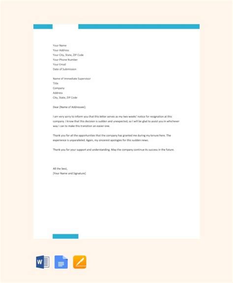 Free 11 Resignation Letters No Notice Templates In Pdf Ms Word