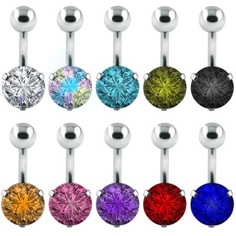 Zirconia Crystal Belly Button Rings G Round Crystal Rhinestone Belly