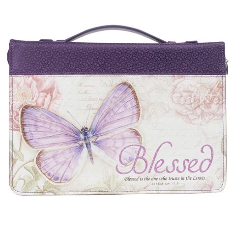 Bible Cover Blessed Butterfly In Purple