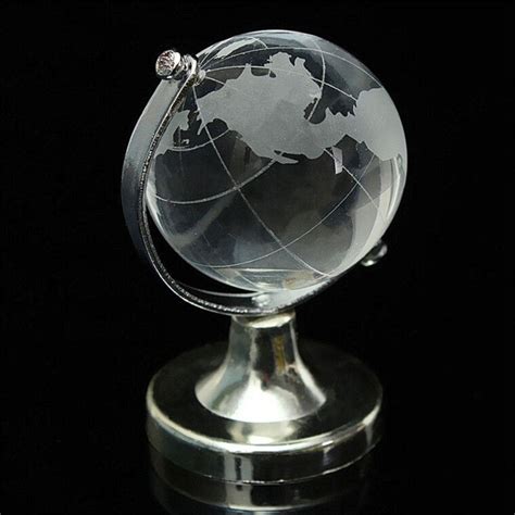 World Map Earth Round Globe Crystal Glass Clear Paperweight Stand Desk Decor Affiliate Glass