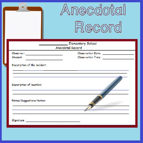 Anecdotal Record Template Printable Doctemplates