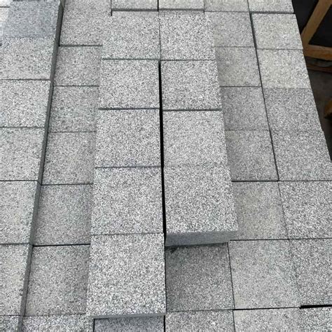 Cube Stone Landscaping Stones Grey Granite Flamed Cobble Stone For