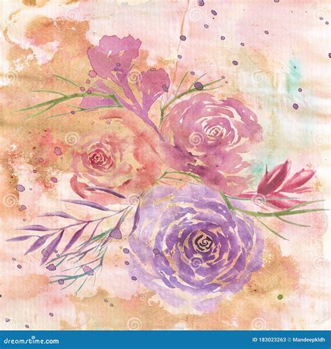 Grunge Watercolor Illustration Soft Roses Painting Watercolor Florals