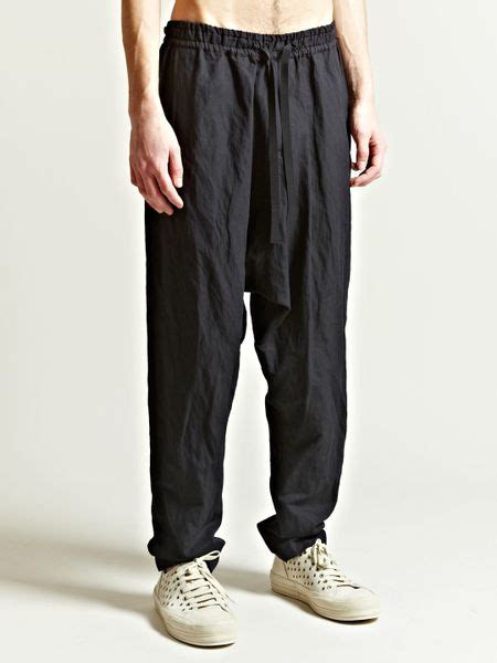 Damir Doma Mens Paam Drawstring Drop Crotch Trousers In Black For Men