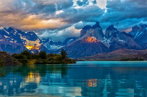 Photo Chile Patagonia Nature Mountain Lake Scenery Clouds