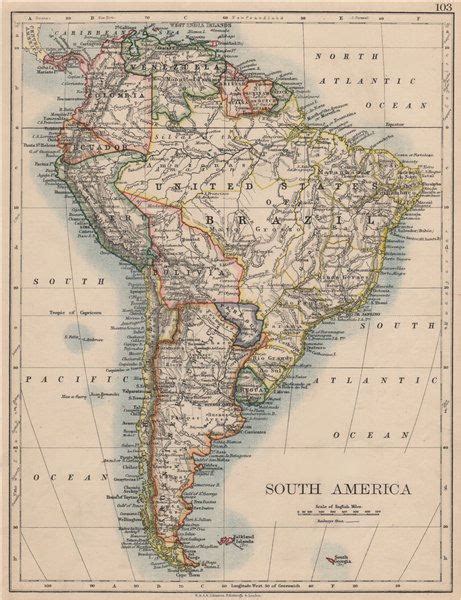 South America Physical Inset West East Cross Section Johnston 1897