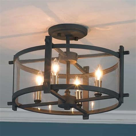 The drum shade is capped with a diffuser that softens the glow from the three 60w bulbs (not included). Stunning Semi Flush Mount Lighting | Ceiling light shades ...