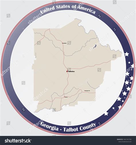 Large Detailed Map Talbot County Georgia Stock Vector (Royalty Free