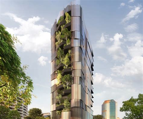 14-story apartment building in Brisbane has a vertical forest growing