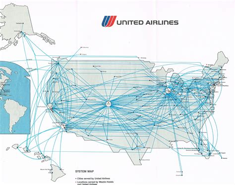 United Airlines March 2 1983 Route Map