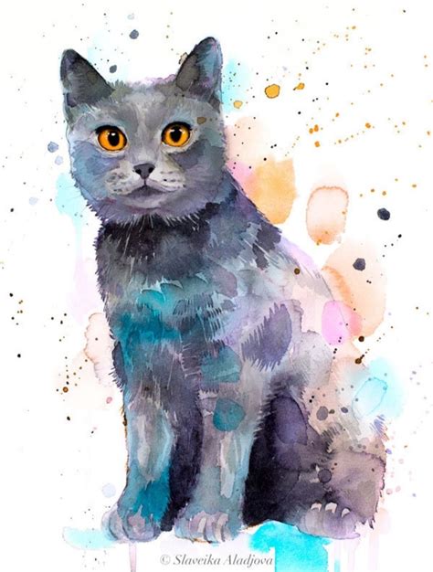 Pin By Fe Hazem On Katzenmalerei Watercolor Cat Cat Art Print Cat Art