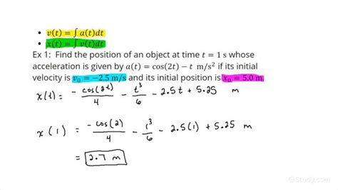 Calculating An Instantaneous Or Final Position Of An Object Given Its