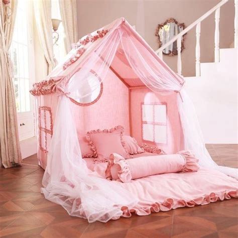 Girl Indoor Tent Pink Princess Tent With Lights And Curtains Pink