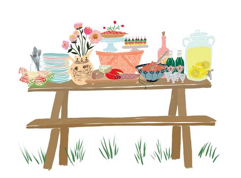 Celebrate Spring With A Picnic Spring Illustration Scene Drawing