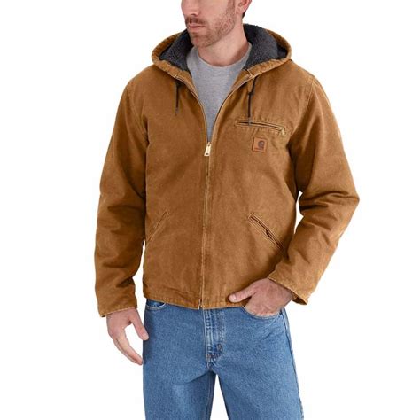 carhartt men s sandstone sherpa lined sierra jackets j141