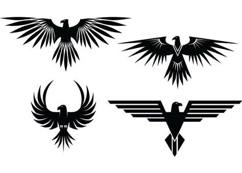 4 Eagle Symbol Tattoo Style Vector Graphics Native American Symbols