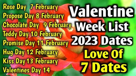 valentine day 2023 dates valentine day kab hai valentine day dates 2023 valentine day week