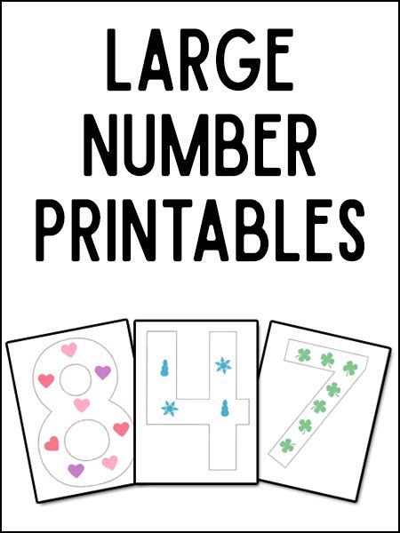 The first printable focuses on the numbers from 1 to 10, and it is perfect for the youngest of the family, and also for kids that just have started learning english as second language. Large Numeral Printables and More - PreKinders
