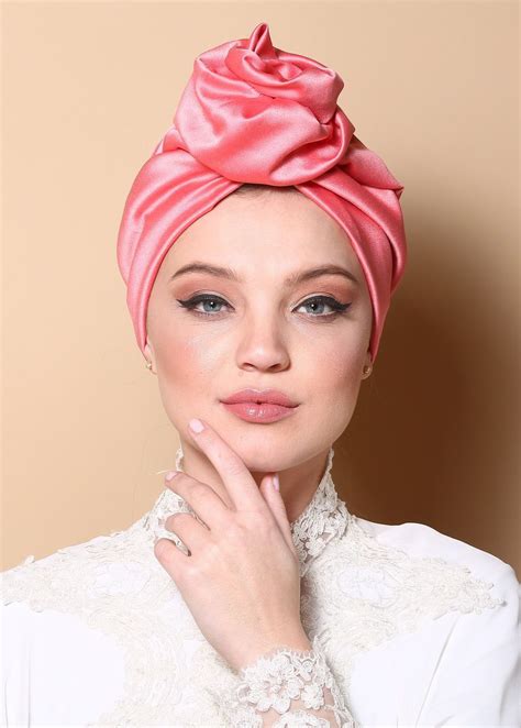 Flower Turban In Pink Silky Satin Modli Headband Styles Hair