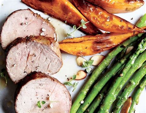 Home > recipes > potatoes > herbed pork tenderloin with oven roasted potatoes. Smoky Pork Tenderloin with Roasted Sweet Potatoes 3 ...