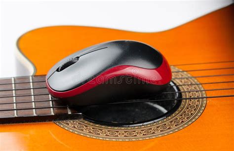Computer Mouse And Guitar On White Background Stock Photo Image Of