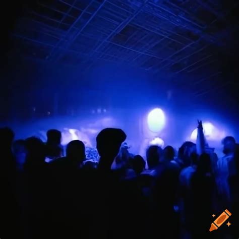 Crowded Dancefloor At An Underground Techno Rave Party On Craiyon