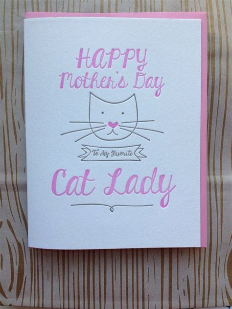 Cat Mom Card Cat Lady Mothers Day Card Funny Mothers Day Etsy