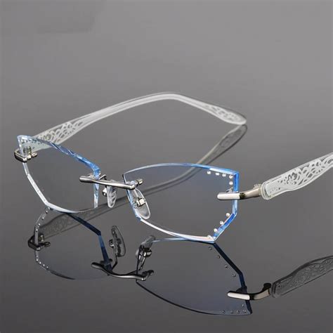 1 61 Index Single Vision Prescription Eyeglasses Diamond Trimming Rimless Luxury Alloy Glasses