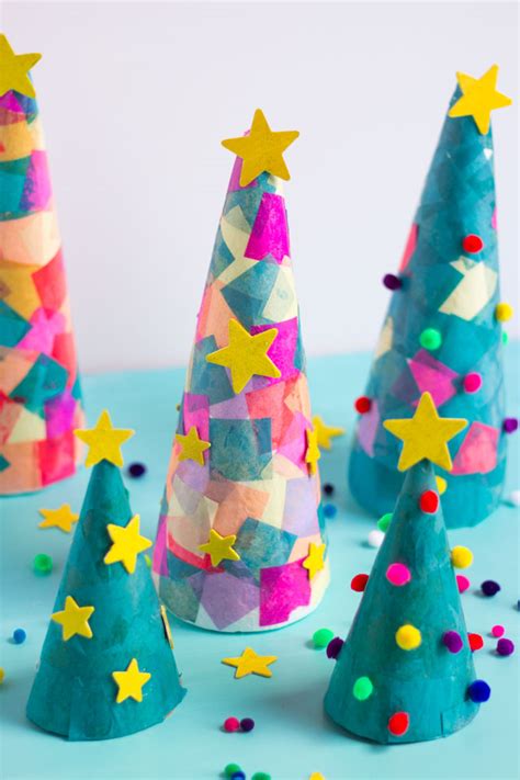 Kids Week Tissue Paper Christmas Trees Design Improvised