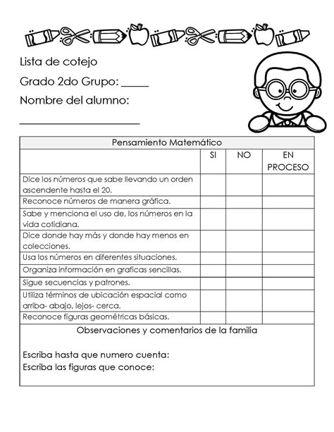 Preescolar Listas De Cotejopágina15 Imagenes Educativas