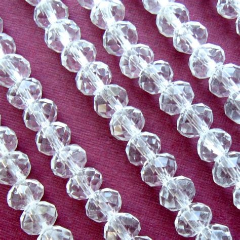6mm Clear Rondelle Crystal Beads Set Of 50 Faceted Clear Glass