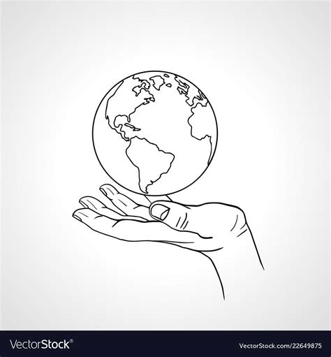 Earth In Hand In Retro Style Palm Hold The Globe Environment Concept