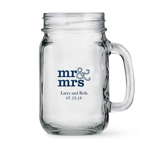 custom mason jar drinking glasses mr and mrs standard etsy