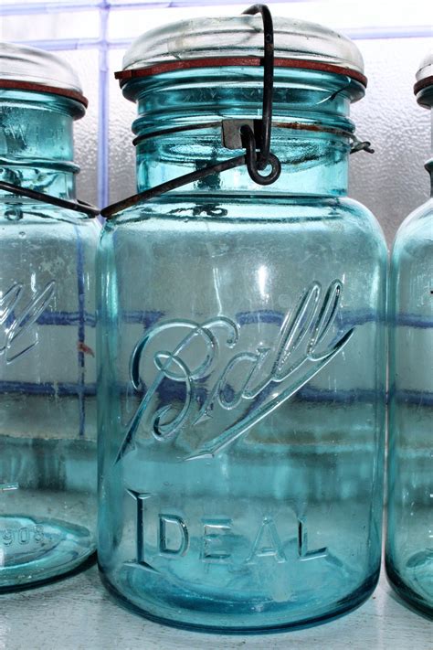 3 Vintage Blue Ball Ideal Mason Jars Quarts 1923 To 1933