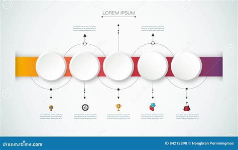 Vector Infographic Timeline With 3d Paper Label Integrated Circles