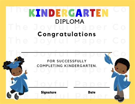 Kindergarten Graduation Diploma Certificate Promotion Etsy