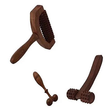 Wooden Set Of 3 Hand Massager Roller Body Stress Acupressure Acupuncture Cutter Massagers At Rs
