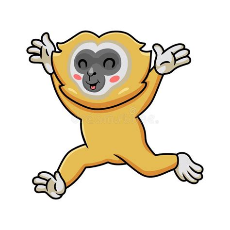 Cute Little Gibbon Cartoon Running Stock Vector Illustration Of Happy