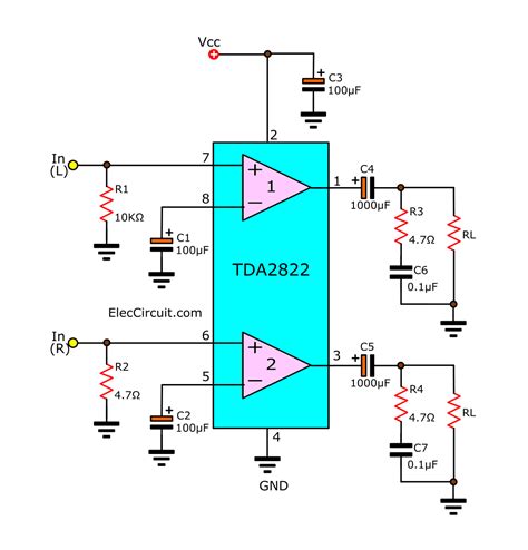 A transistor configured in class a. TDA2822 stereo amplifier & datasheet | ElecCircuit.com